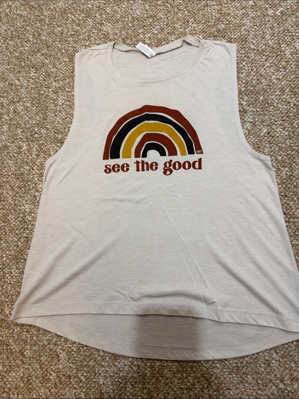 Bella Canvas Cream Tank with Retro Rainbow Graphic